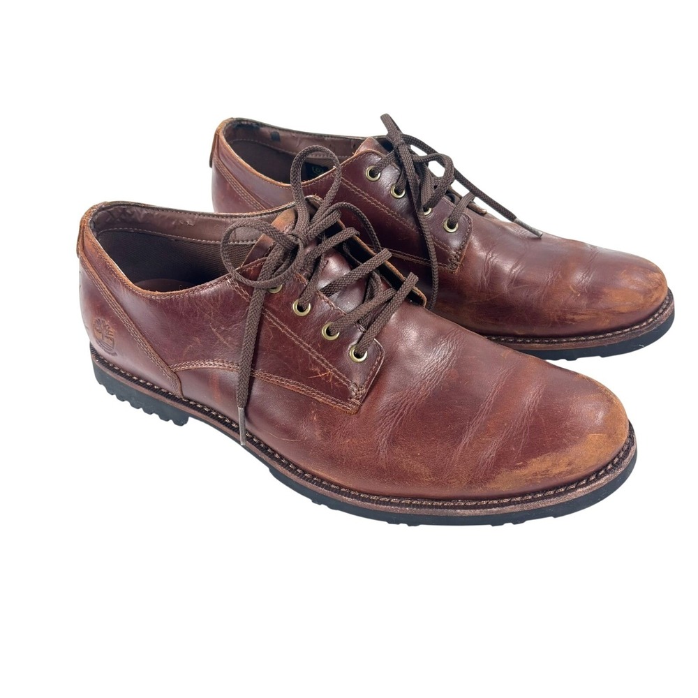 Vintage Timberland Oxford Shoes Brown Leather Waterproof Rugged Office Preppy 10